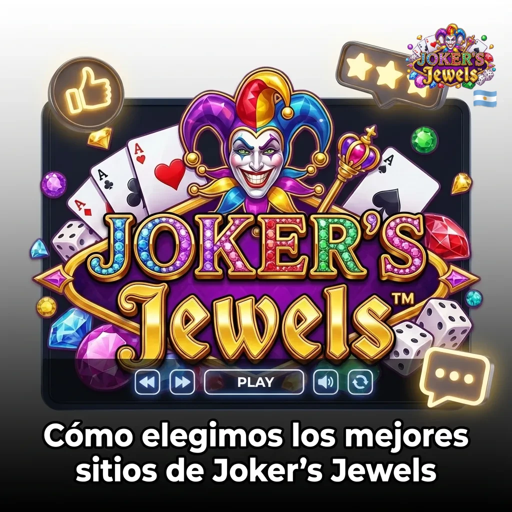 Ilustraci&oacute;n de jugadores evaluando casinos online de Joker's Jewels con iconos de seguridad, pagos, m&oacute;vil y soporte